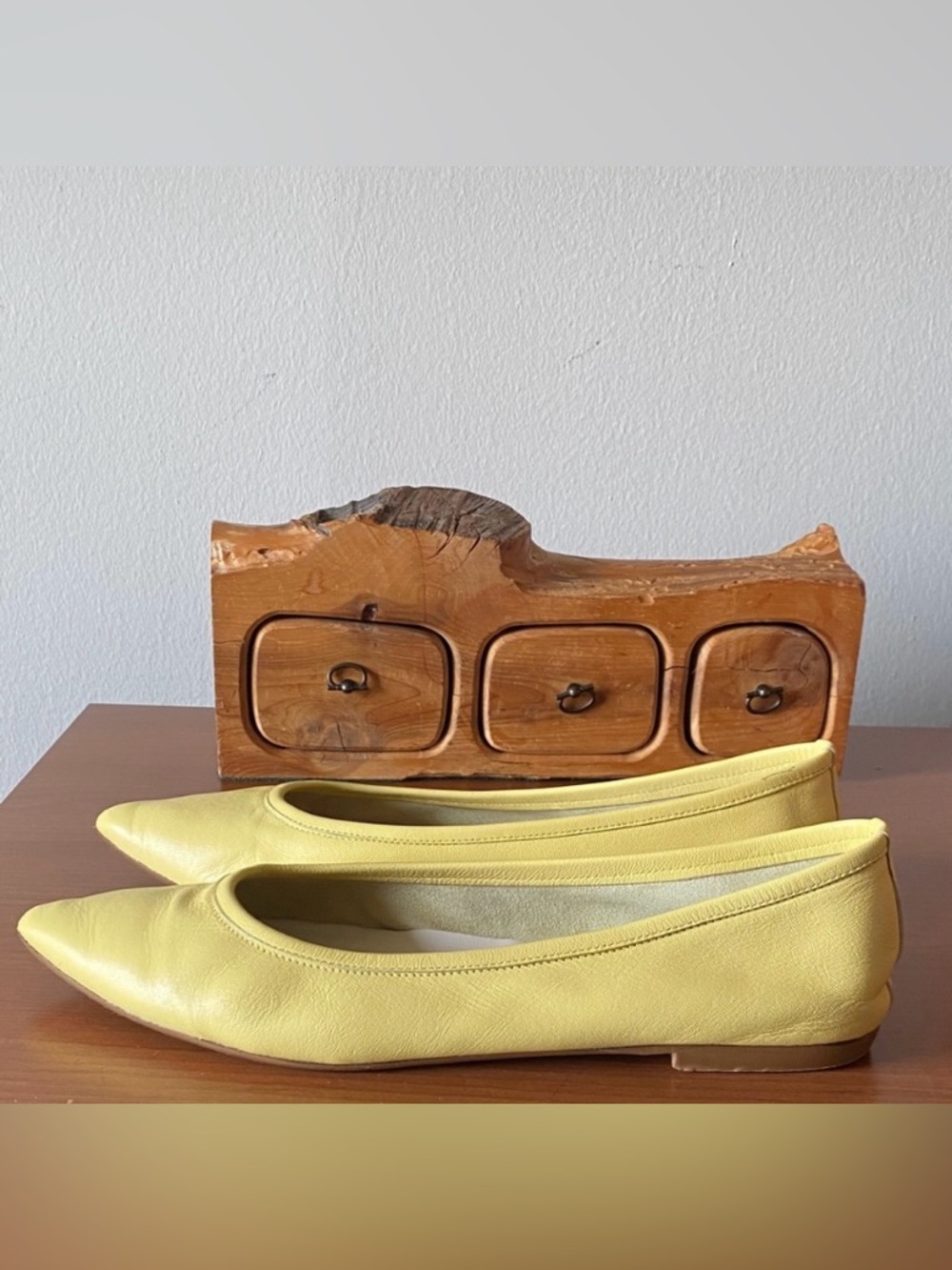 Stefano Gamba Yellow Leather Ballet Flats
